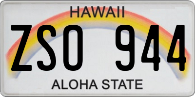 HI license plate ZSO944