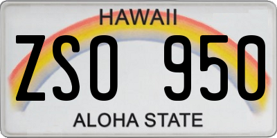 HI license plate ZSO950