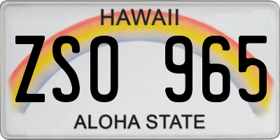 HI license plate ZSO965