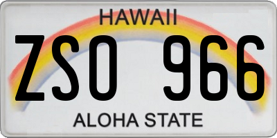 HI license plate ZSO966