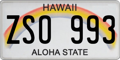HI license plate ZSO993