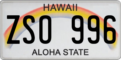 HI license plate ZSO996
