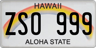 HI license plate ZSO999