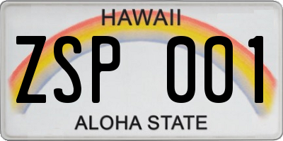 HI license plate ZSP001