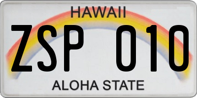 HI license plate ZSP010