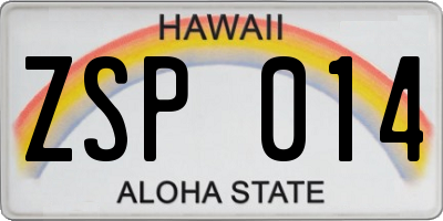 HI license plate ZSP014