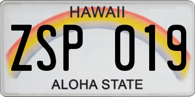 HI license plate ZSP019
