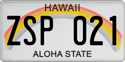 HI license plate ZSP021