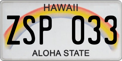 HI license plate ZSP033