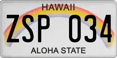 HI license plate ZSP034