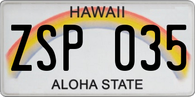 HI license plate ZSP035