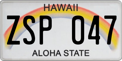 HI license plate ZSP047