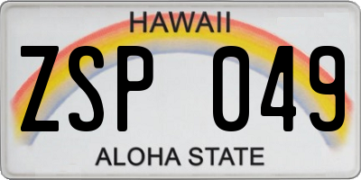 HI license plate ZSP049