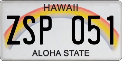 HI license plate ZSP051