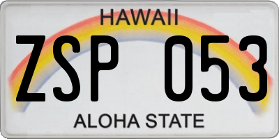 HI license plate ZSP053