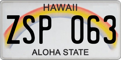 HI license plate ZSP063