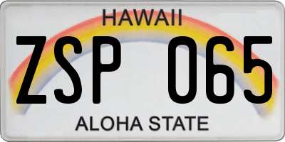 HI license plate ZSP065