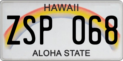 HI license plate ZSP068