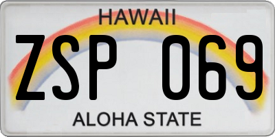 HI license plate ZSP069