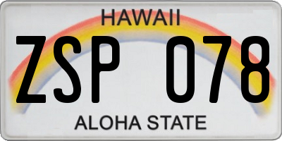HI license plate ZSP078