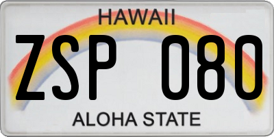 HI license plate ZSP080