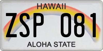 HI license plate ZSP081