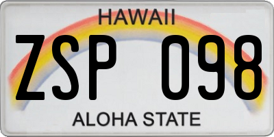HI license plate ZSP098