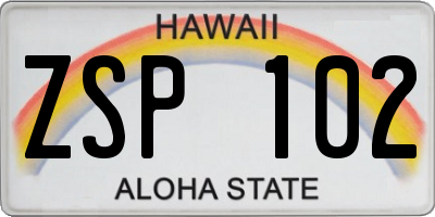 HI license plate ZSP102