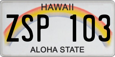HI license plate ZSP103