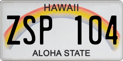 HI license plate ZSP104