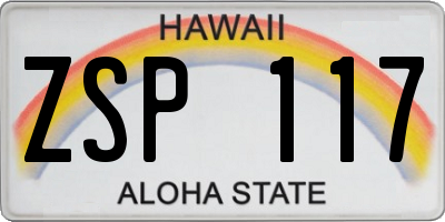 HI license plate ZSP117