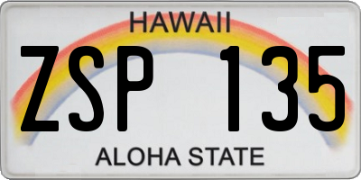 HI license plate ZSP135