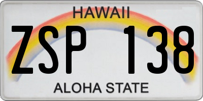 HI license plate ZSP138