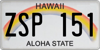 HI license plate ZSP151