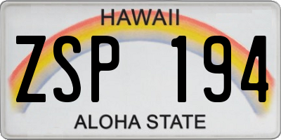 HI license plate ZSP194
