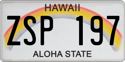 HI license plate ZSP197