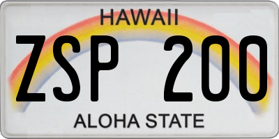 HI license plate ZSP200