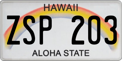 HI license plate ZSP203