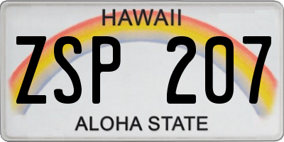 HI license plate ZSP207