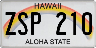 HI license plate ZSP210