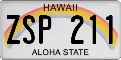 HI license plate ZSP211