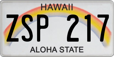 HI license plate ZSP217