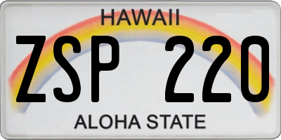 HI license plate ZSP220