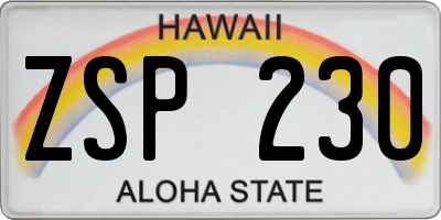 HI license plate ZSP230