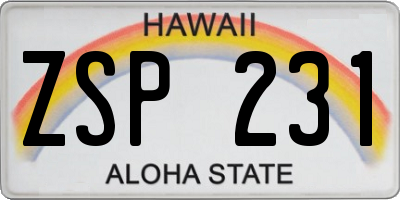 HI license plate ZSP231