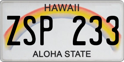 HI license plate ZSP233