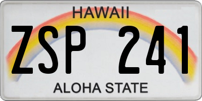 HI license plate ZSP241