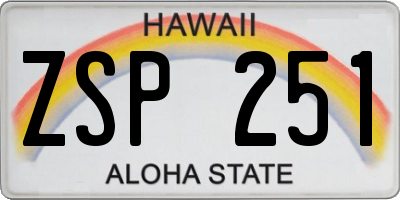 HI license plate ZSP251