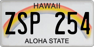 HI license plate ZSP254
