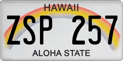 HI license plate ZSP257